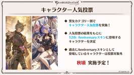 【グラブル】12周年スキン人気投票は誰になりそう？　女キャラはやはりビカラが最有力かのサムネイル画像